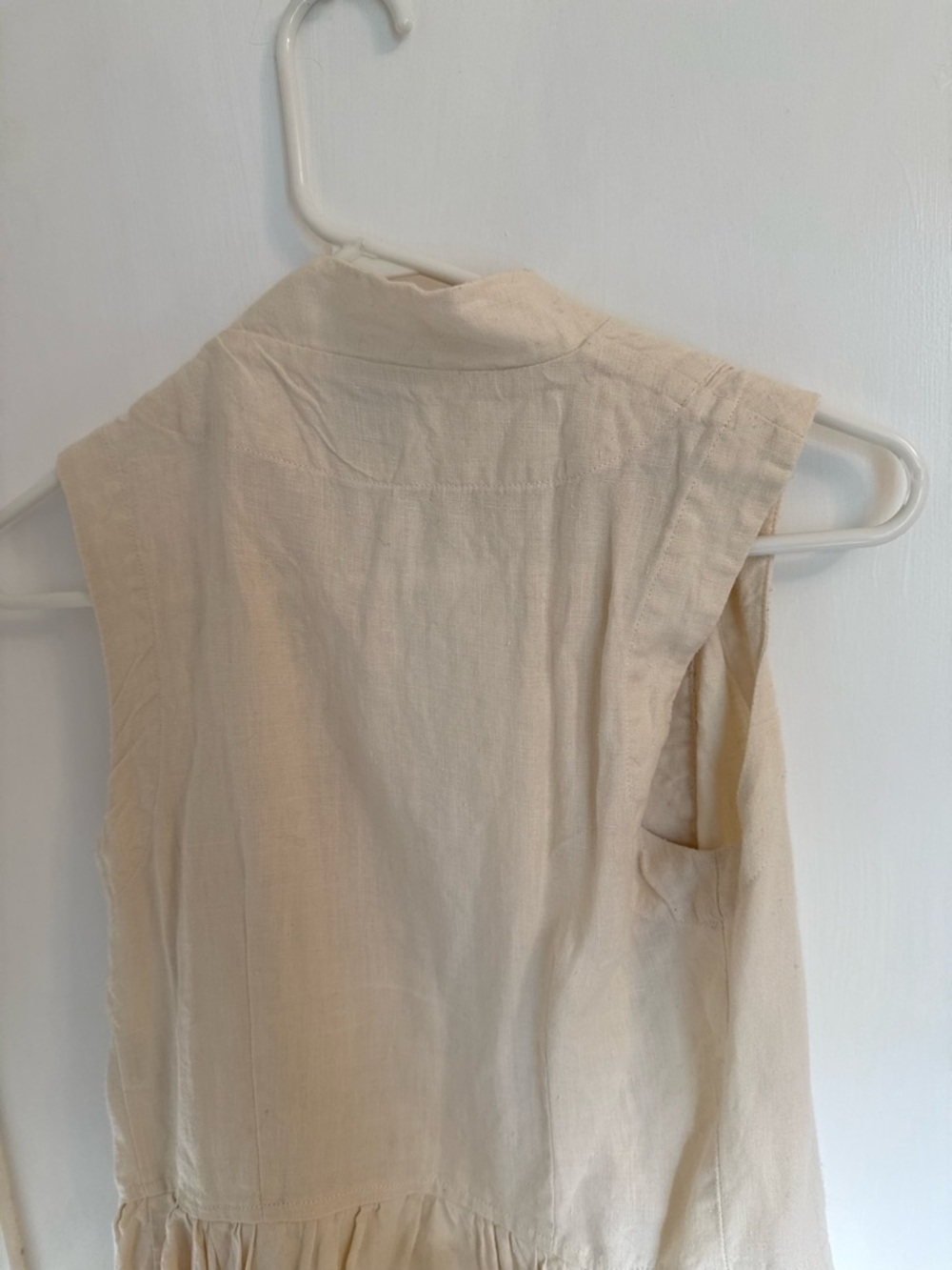 Son De Flor Peplum – Twill Linen Vest with Mandarin Collar - Picture 4 of 6